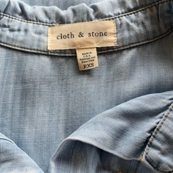 Soft Blue Denim CLOTH & STONE Sleeveless Loose-Fitting Shirt-Dress XS - Picture 4 of 9